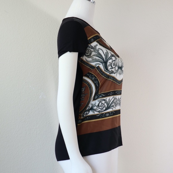 Short sleeve top w/silk front & black tee back - Picture 5 of 11
